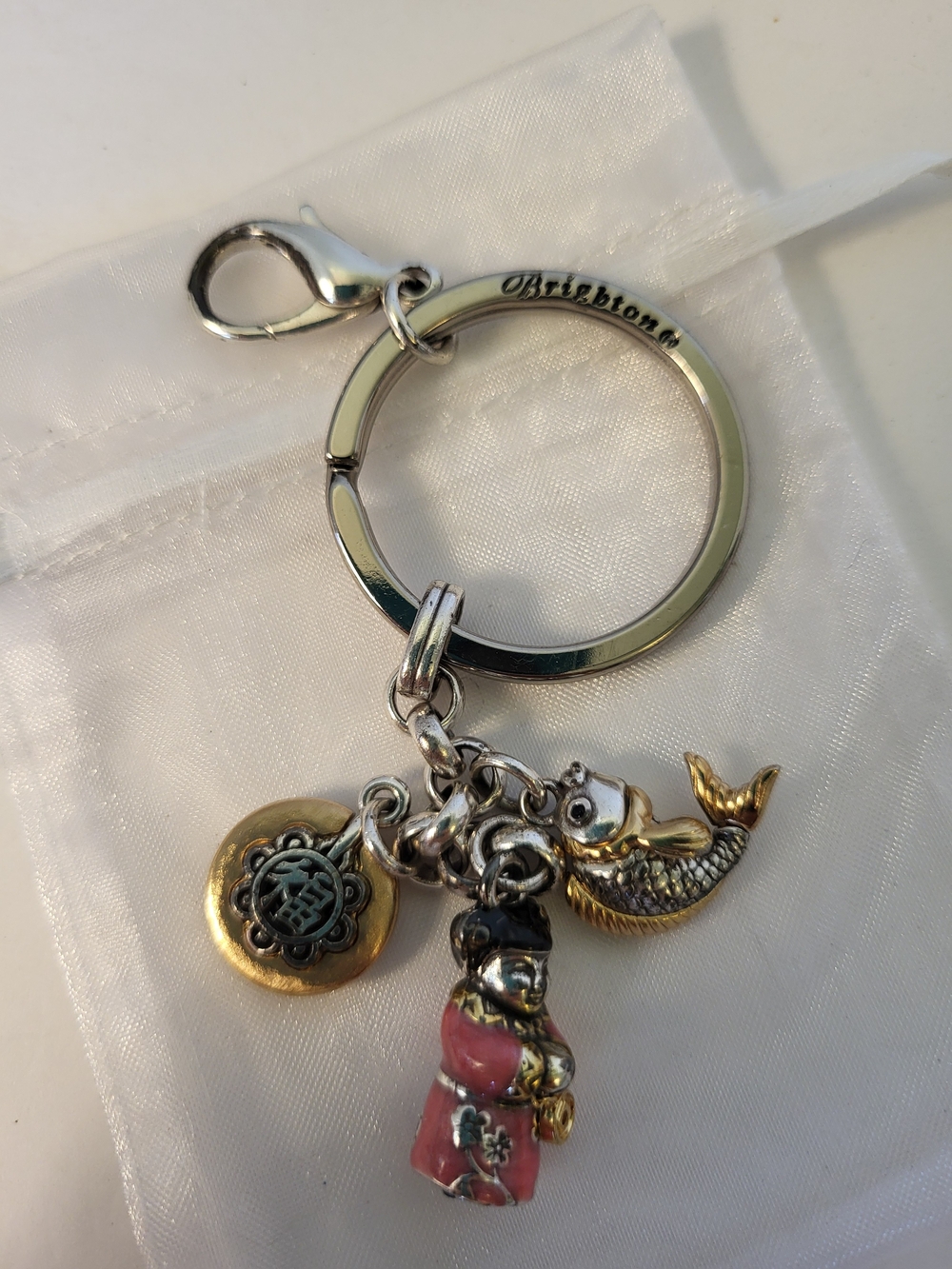 Brighton Retired 2004 CHINA TALES Silver & Gold Charm Key Ring